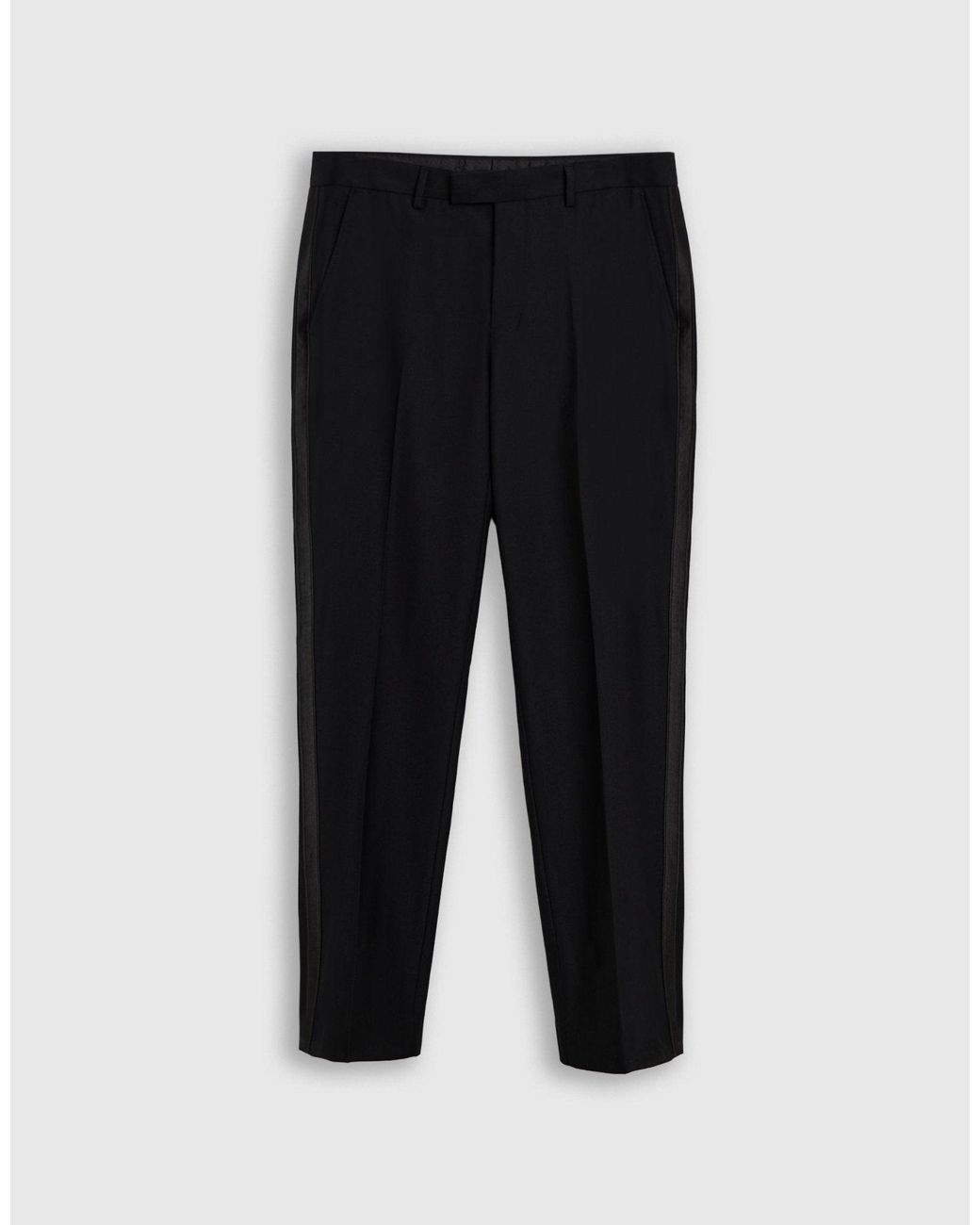 Threadbare Black Tailored Fit Satin Seam Suit Trousers for men