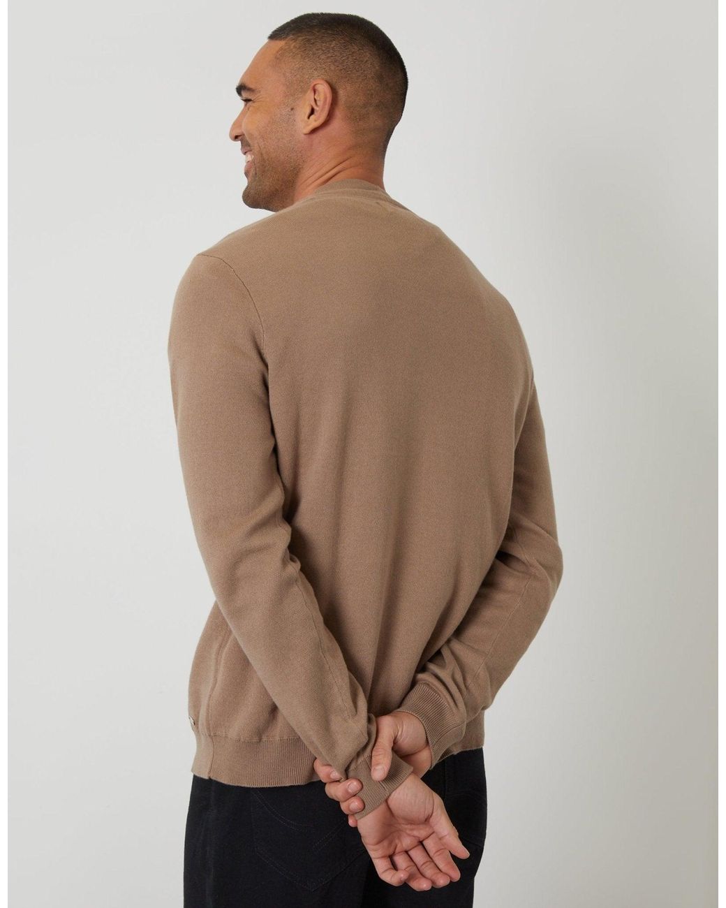 Threadbare Brown Button Up Knitted Cardigan for men
