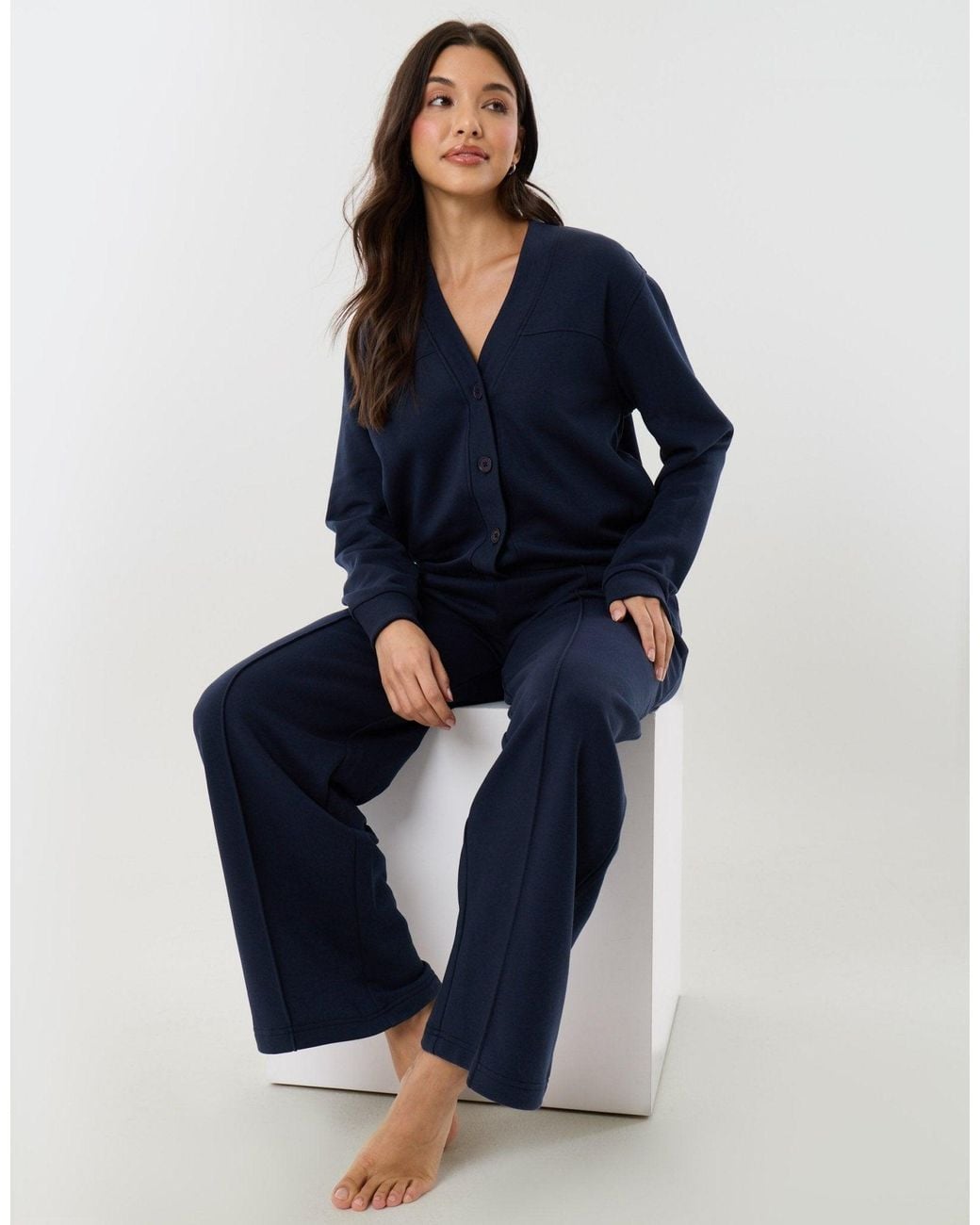 Threadbare Blue Petite Cardigan & Jogger Sweat Set