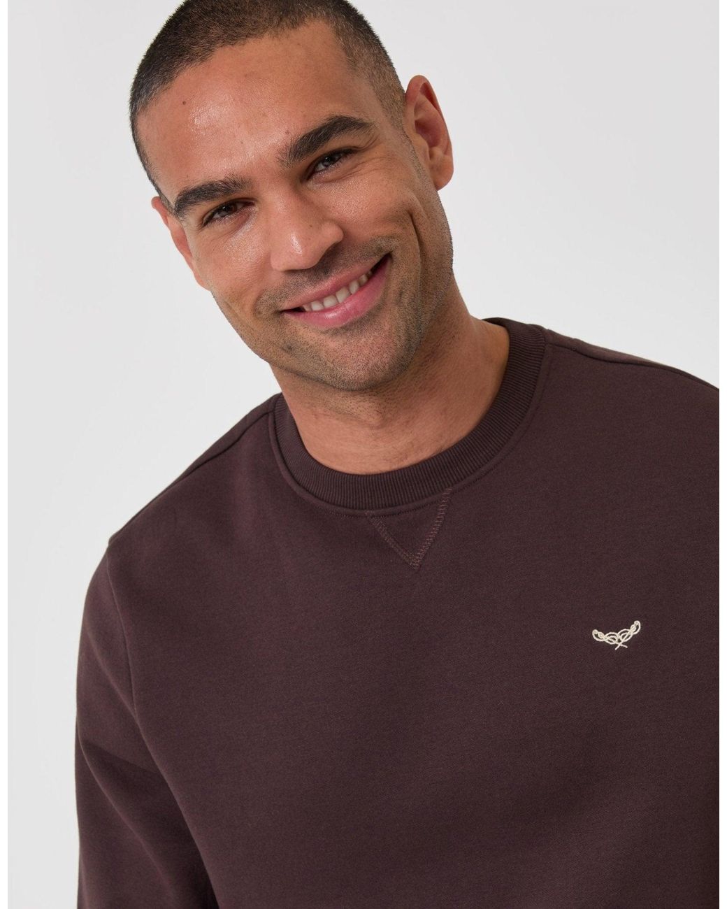 Threadbare Purple The Essential Cotton Rich Crew Neck Sweatshirt for men
