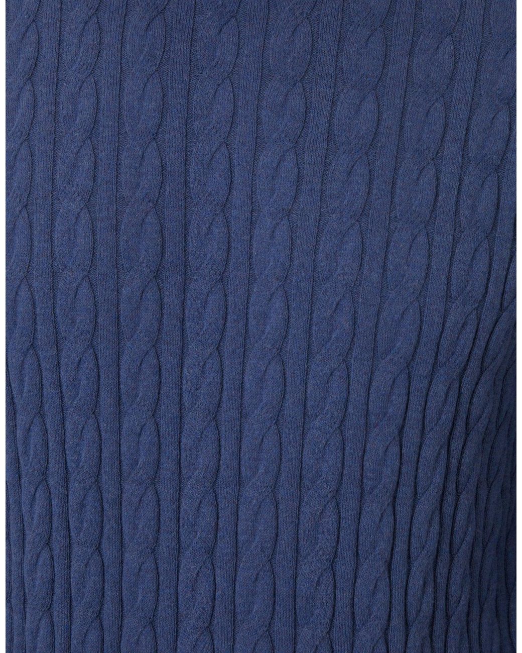 Threadbare Blue Cable Knit Crew Neck Jumper for men