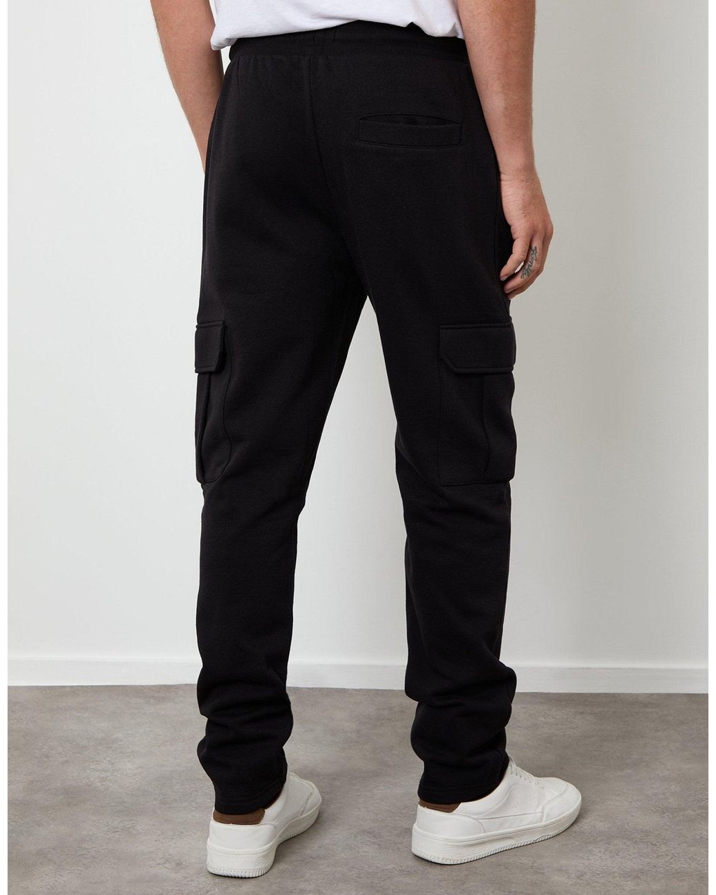 Threadbare Black Cargo Joggers (2 Pack) for men