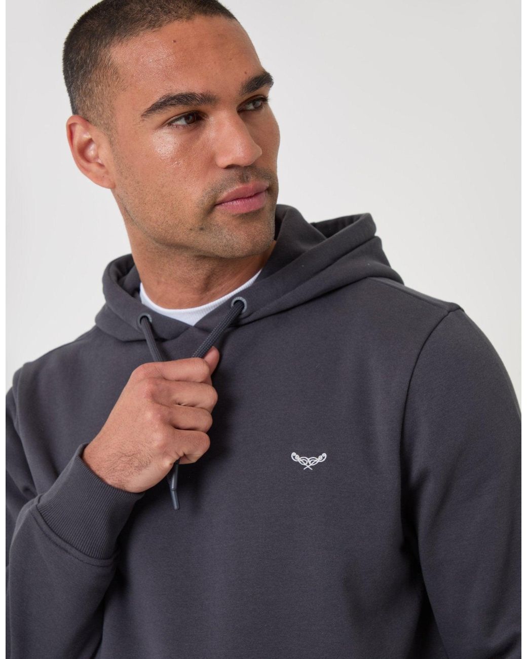 Threadbare Blue The Essential Cotton Rich Overhead Hoodie for men