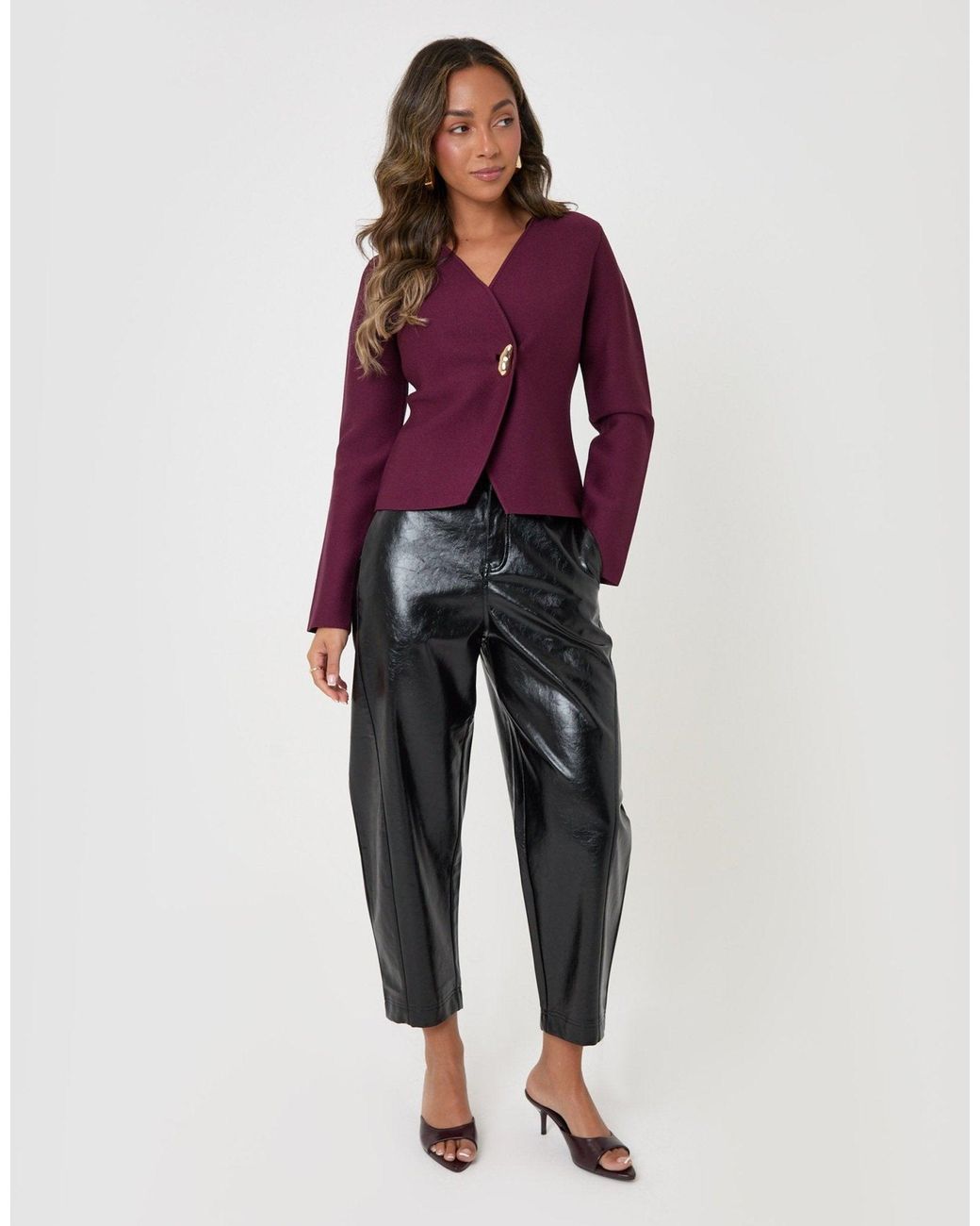 Threadbare Purple Metallic Button V-Neck Cardigan