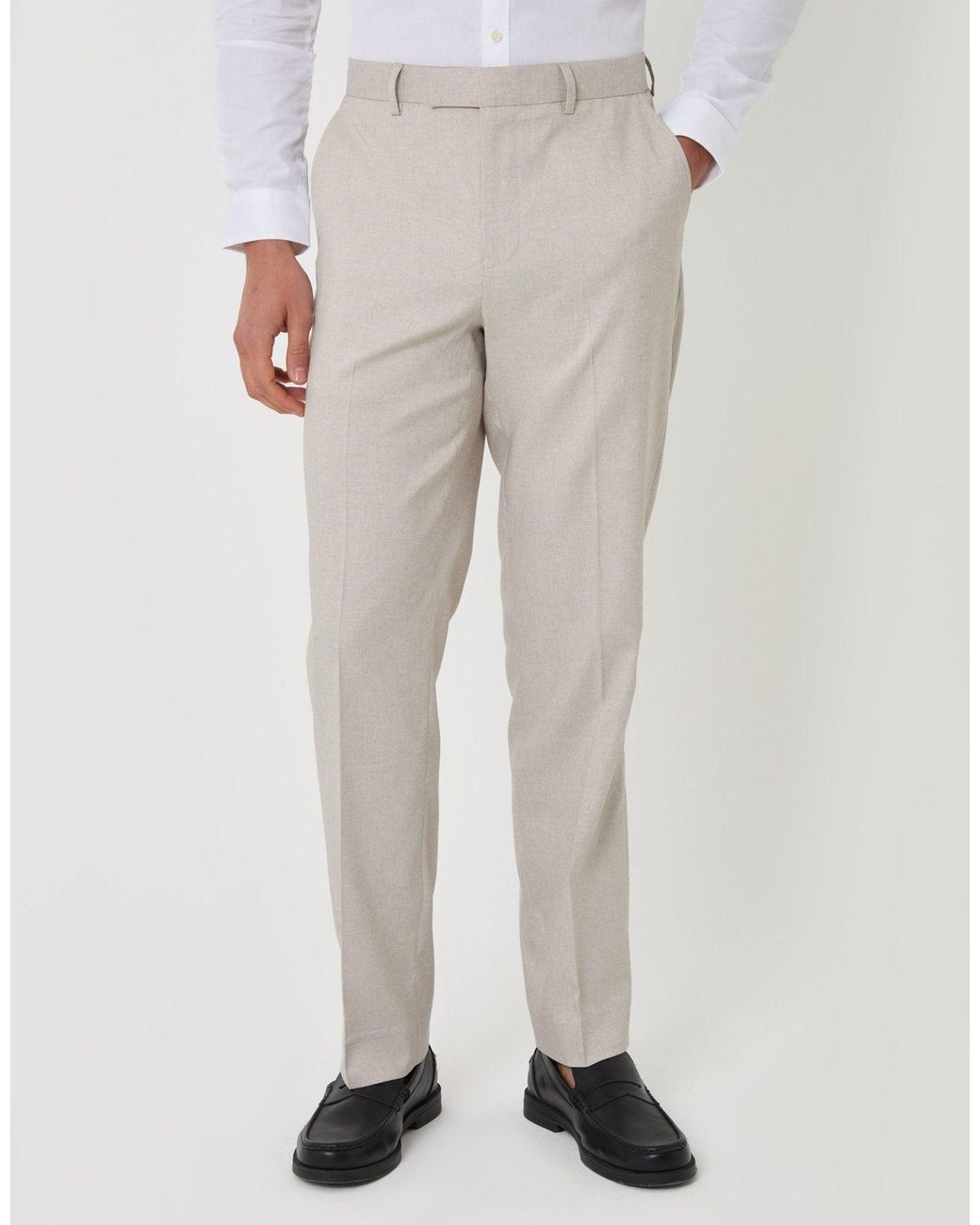 Threadbare Natural Tailored Fit Suit Trousers for men