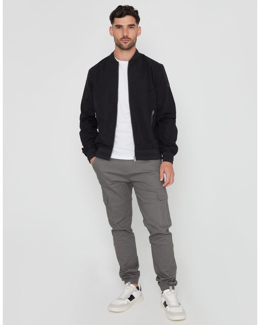Threadbare Black Showerproof Classic Bomber Jacket for men