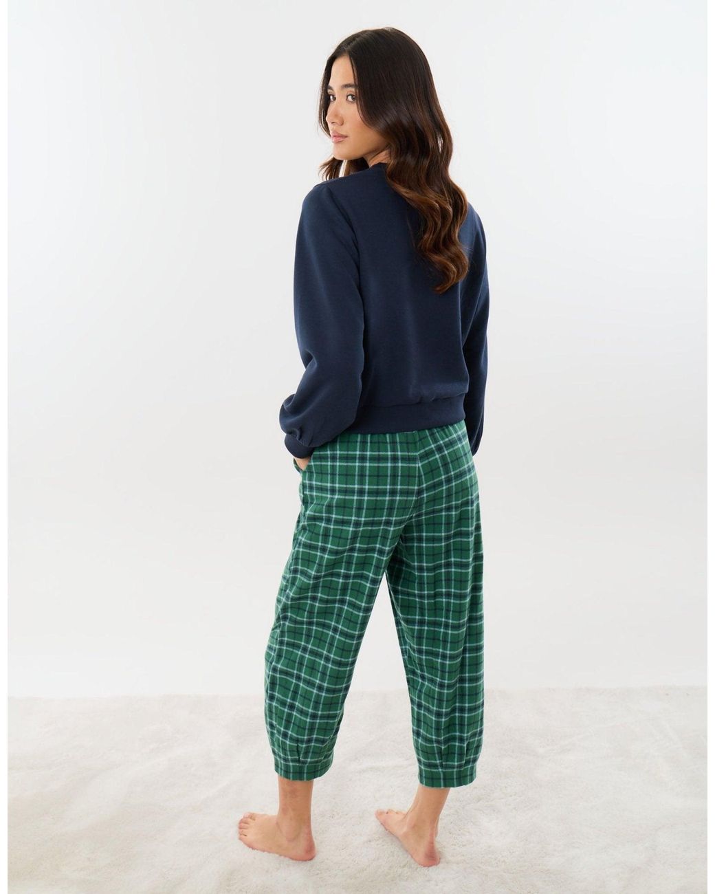Threadbare Green Petite Sweatshirt & Barrel Leg Trousers Pyjama Set