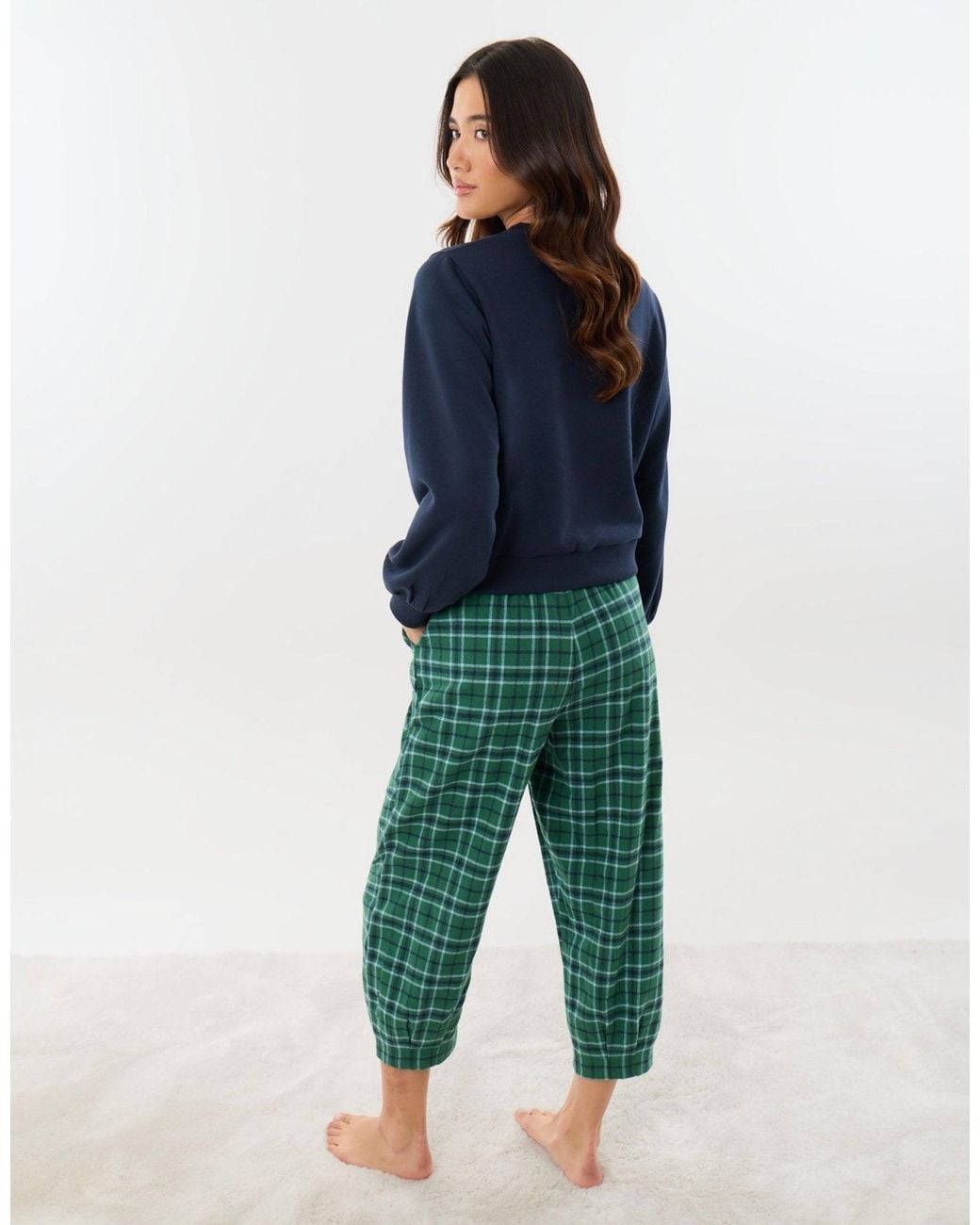Threadbare Green Sweatshirt & Barrel Leg Trousers Pyjama Set