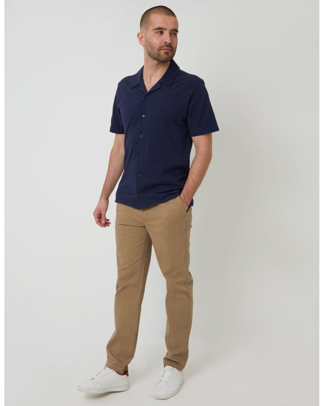Threadbare Natural Elasticated Waist Chino Trousers for men