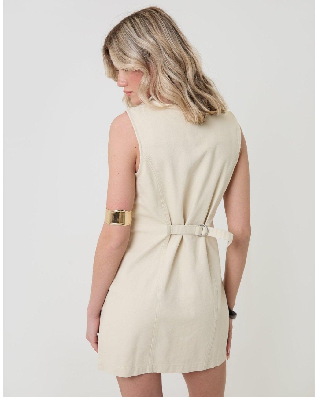 Threadbare Natural Denim Pinafore Mini Dress