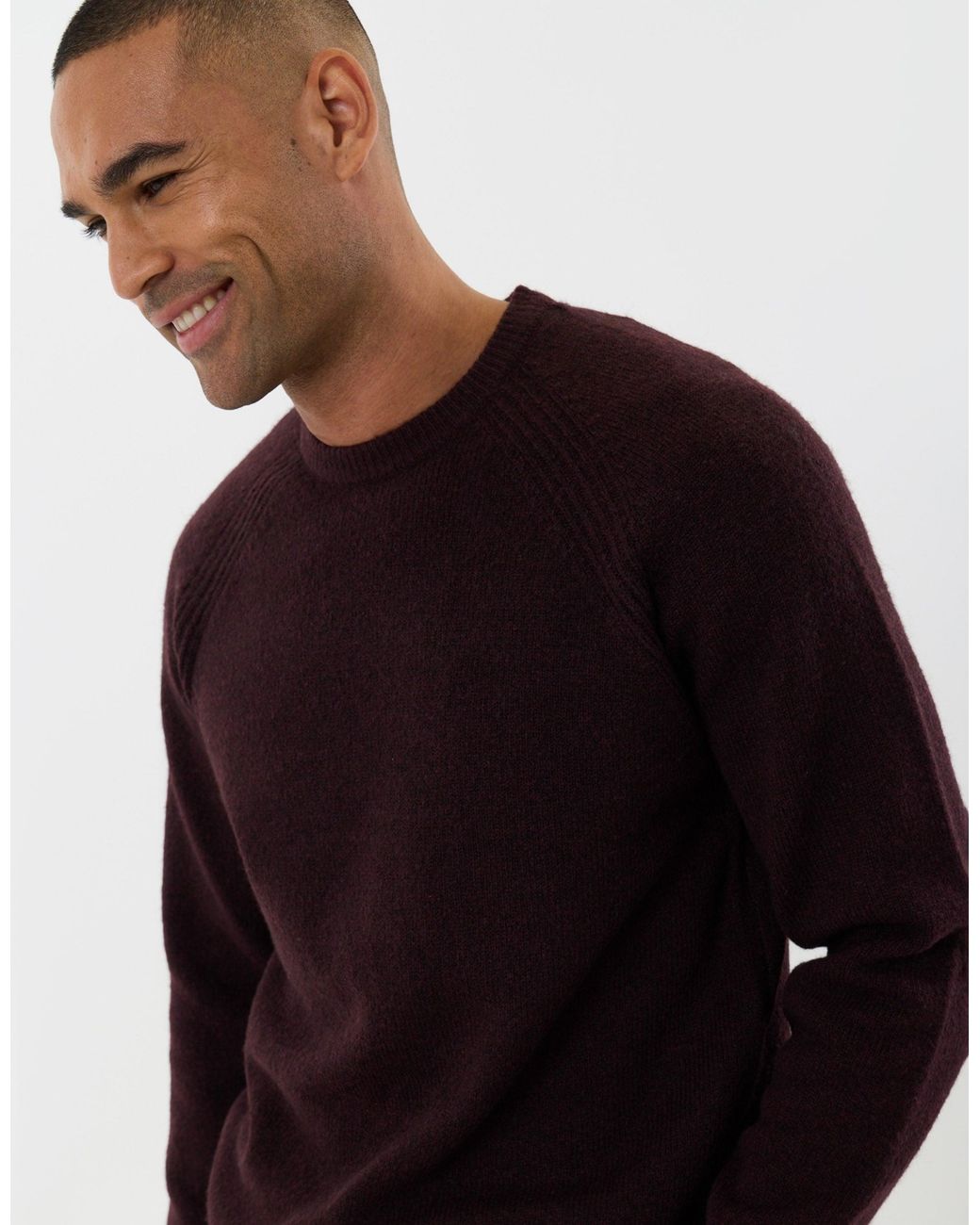 Threadbare Blue Raglan Rib Knitted Crew Neck Jumper for men