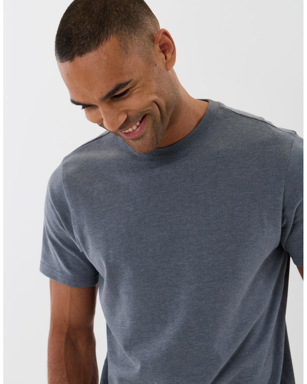 Threadbare Blue Peached Crew Neck T-Shirt for men