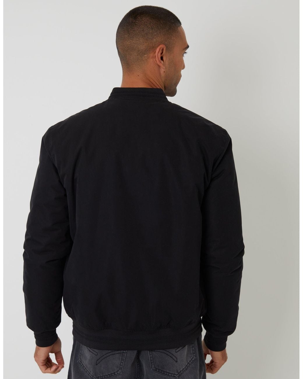 Threadbare Black Padded Bomber Jacket for men