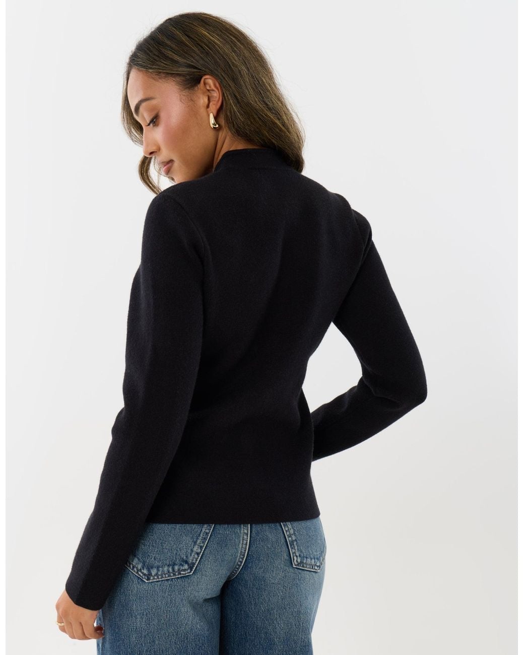 Threadbare Blue Mandarin Style Knitted Cardigan