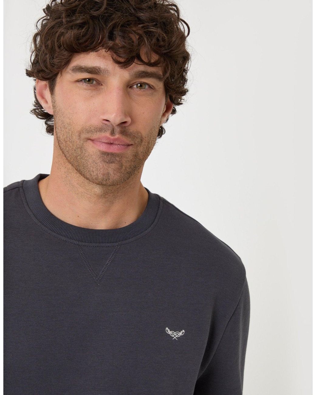 Threadbare Blue The Essential Cotton Rich Crew Neck Sweatshirt for men