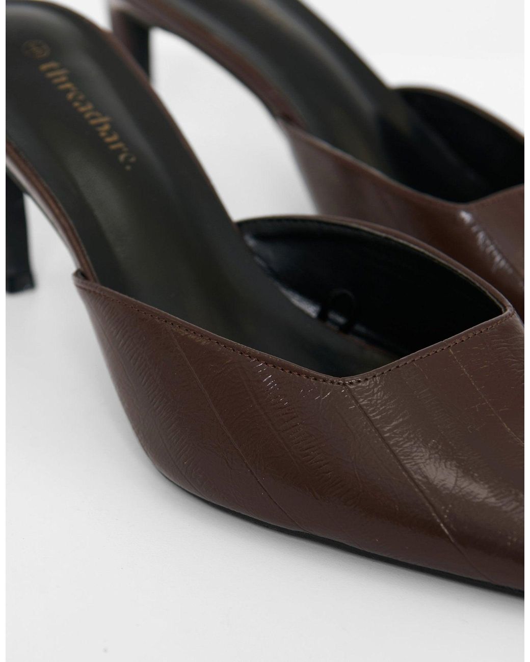 Threadbare Brown Closed Toe Kitten Heel