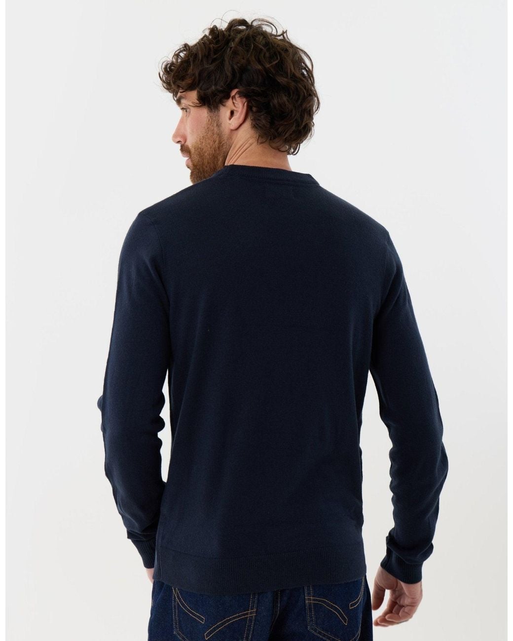 Threadbare Blue Christmas Truck Knitted Crew Neck Jumper for men