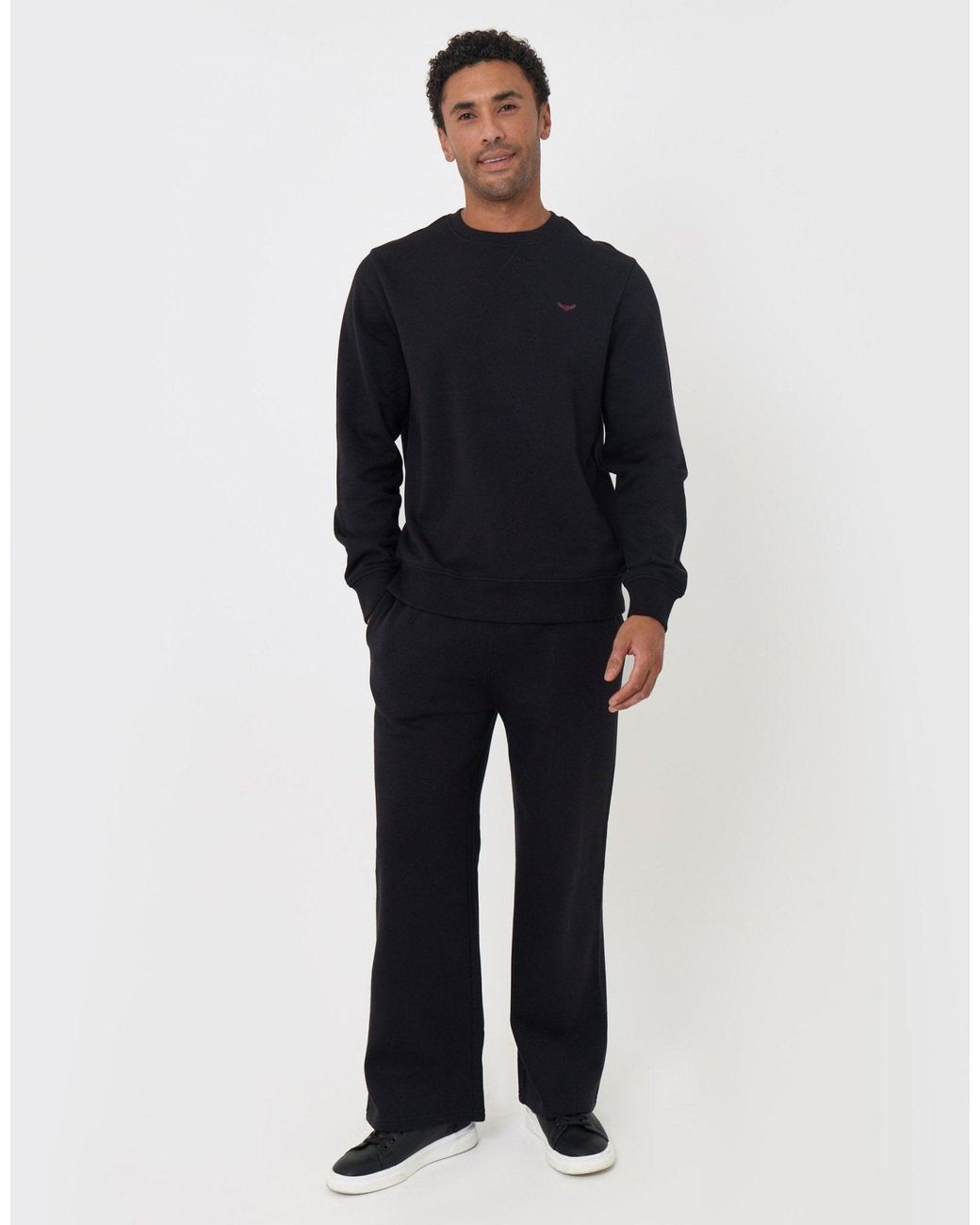 Threadbare Blue The Essential Cotton Rich Crew Neck Sweatshirt for men