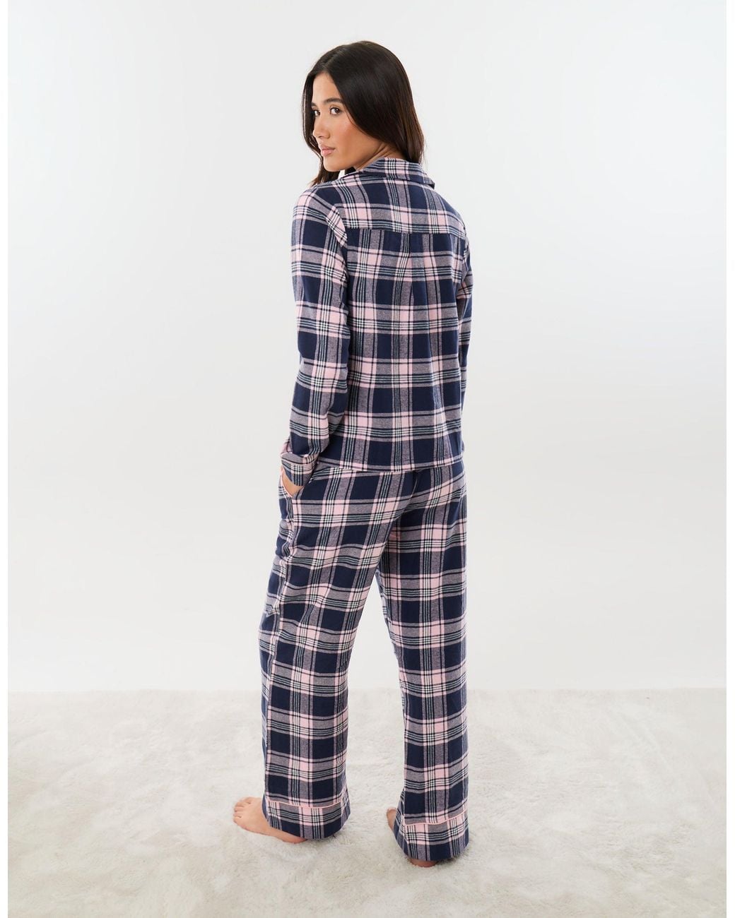 Threadbare Blue Cotton Button Up Pyjama Set