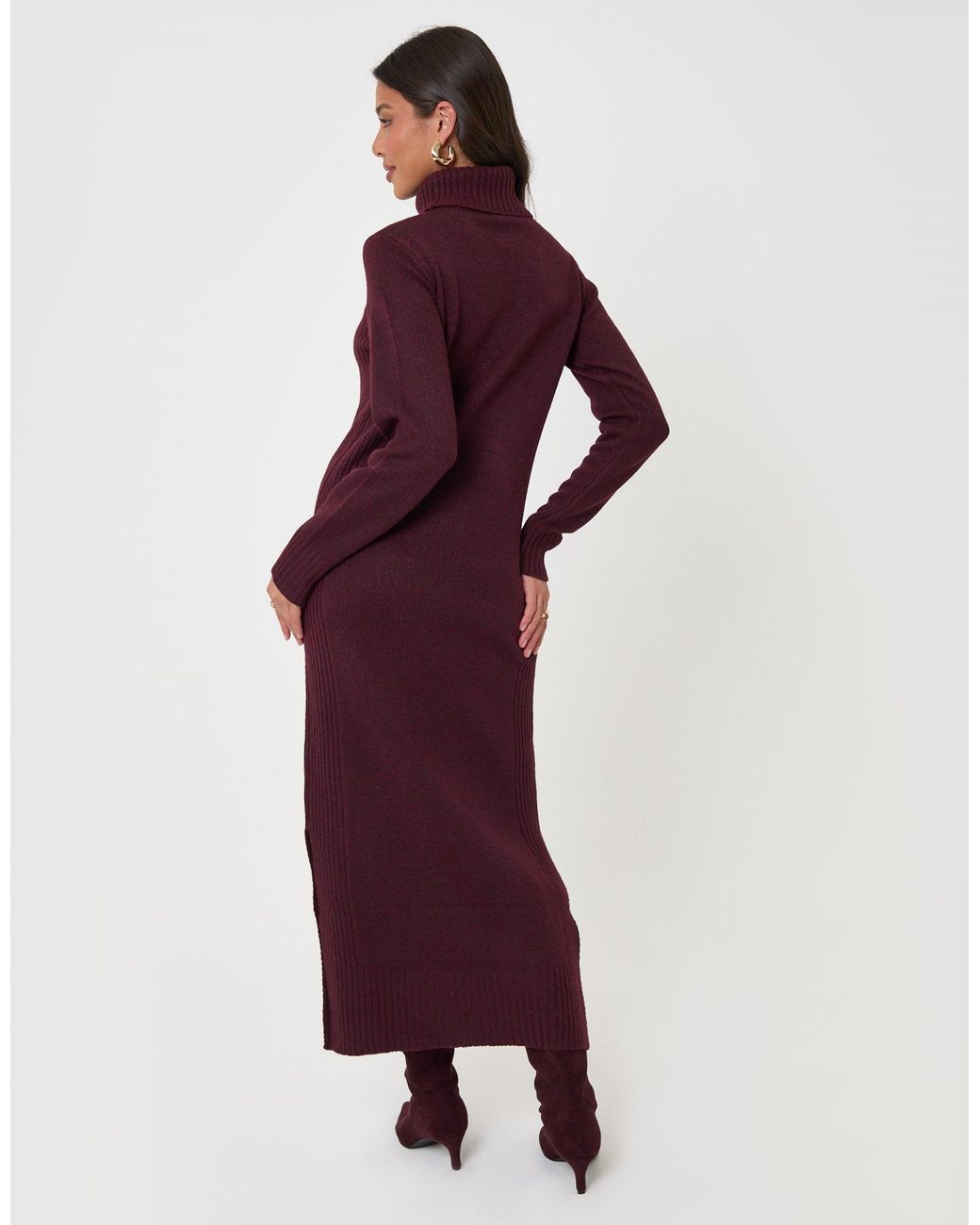 Threadbare Purple Turtle Neck Maxi Jumper Dress