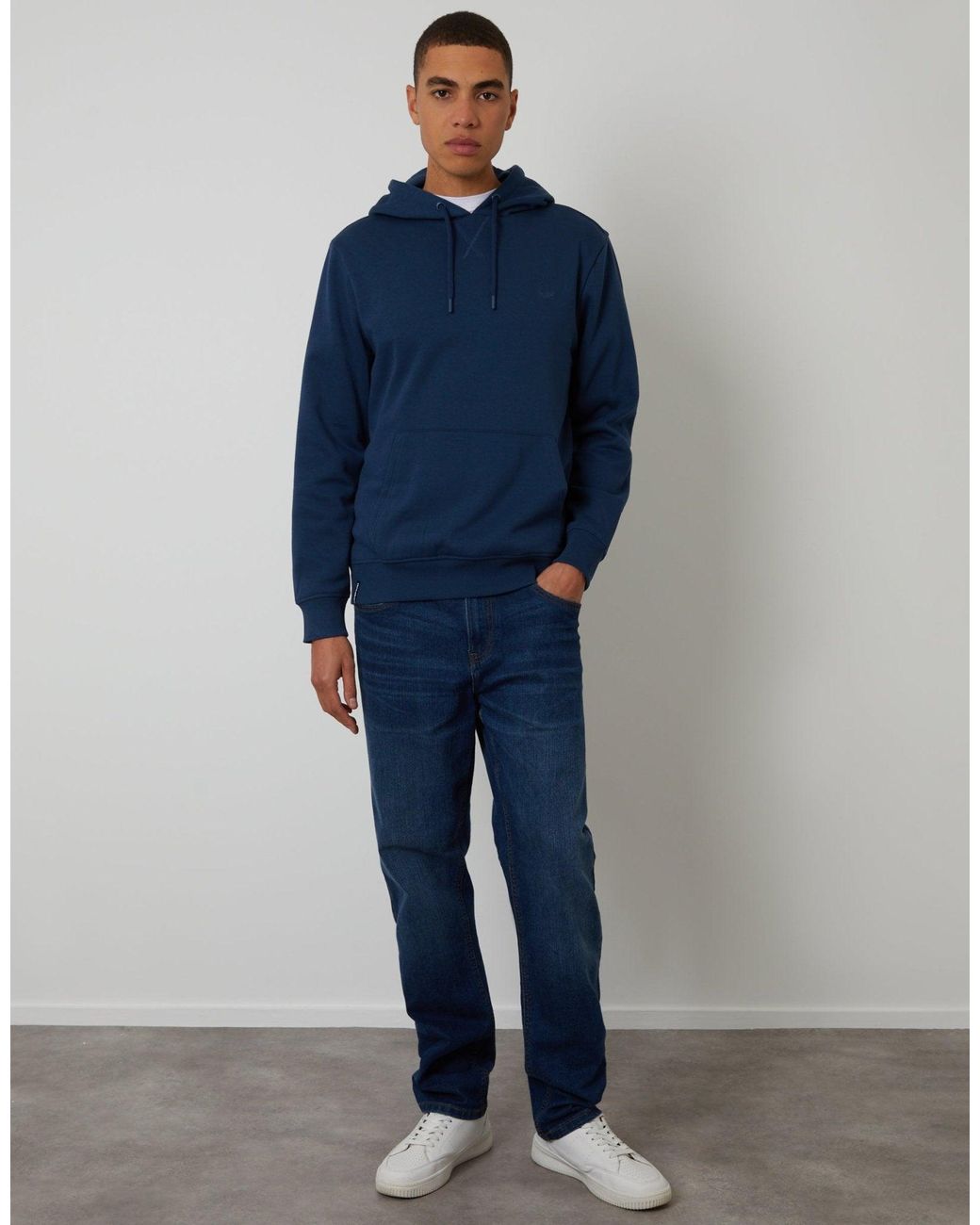 Threadbare Blue The Essential Cotton Rich Overhead Hoodie for men