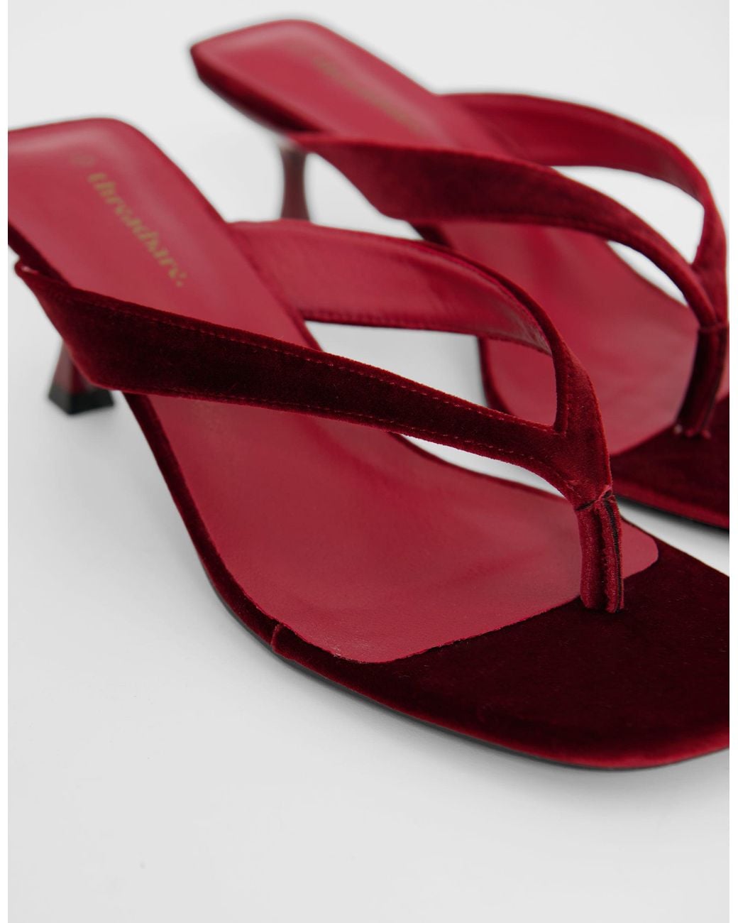 Threadbare Brown Velvet Toe Post Kitten Heels