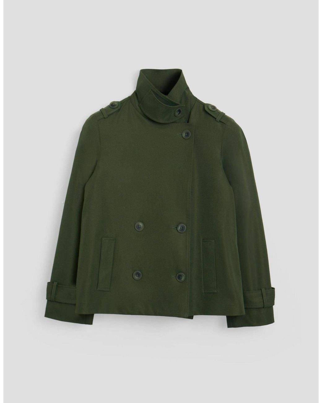 Threadbare Green The Relaxed Funnel Neck Short Trench Coat