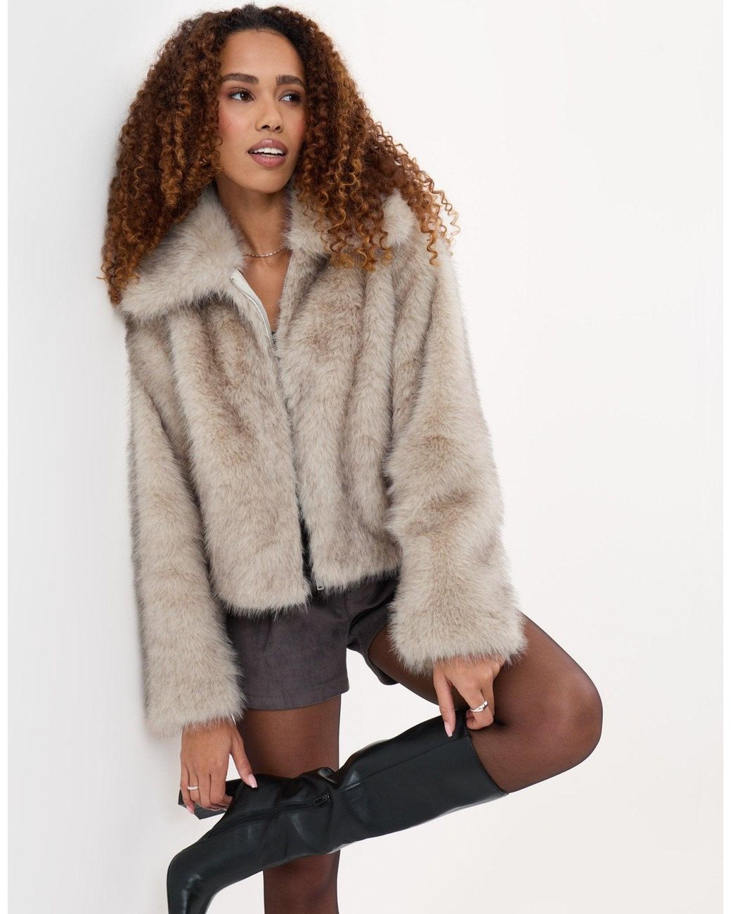 Threadbare Multicolor Faux Fur Zip Through Coat