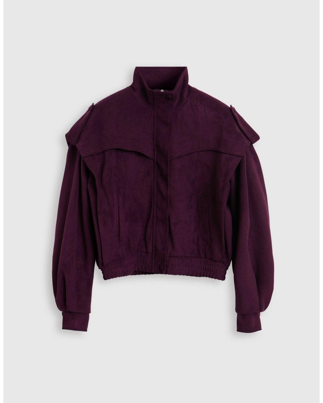 Threadbare Purple Faux Suede Cape Shoulder Bomber Jacket