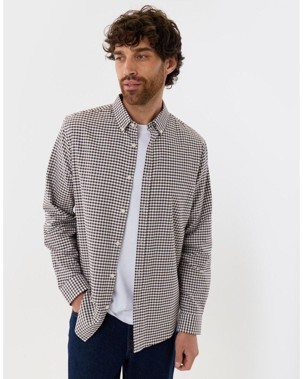 Threadbare Gray Regular Fit Cotton Oxford Shirt for men
