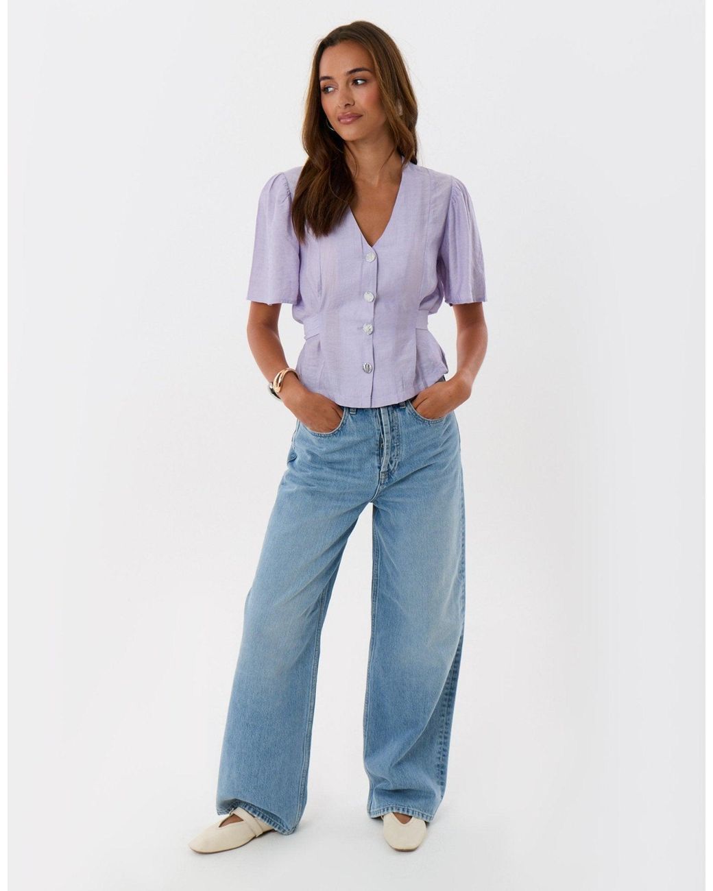 Threadbare Purple Flutter Sleeves Top