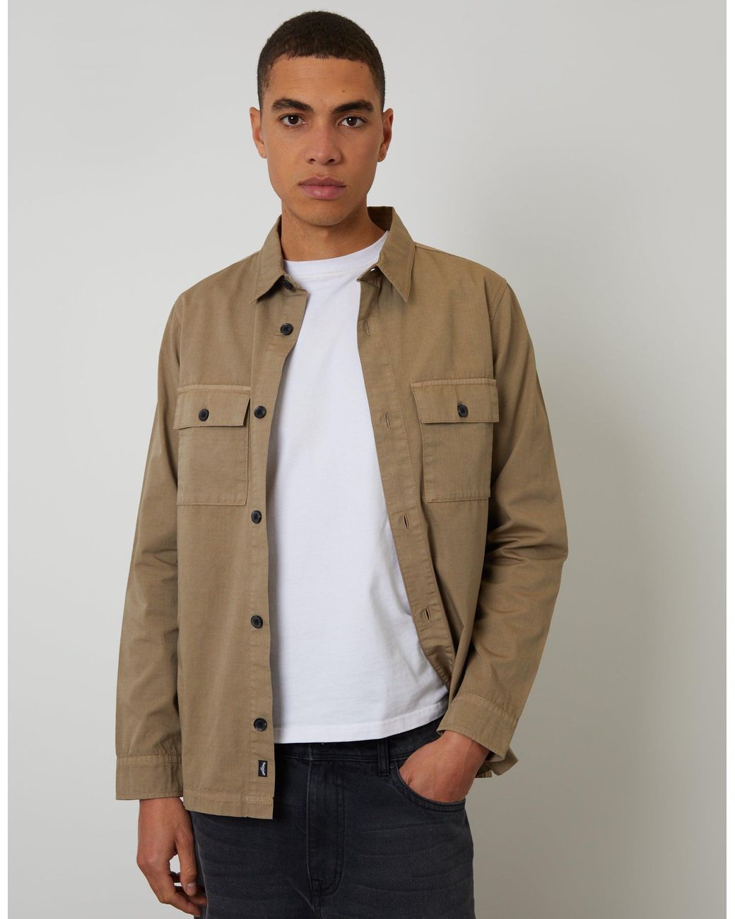 Threadbare Natural Lightweight Shacket for men