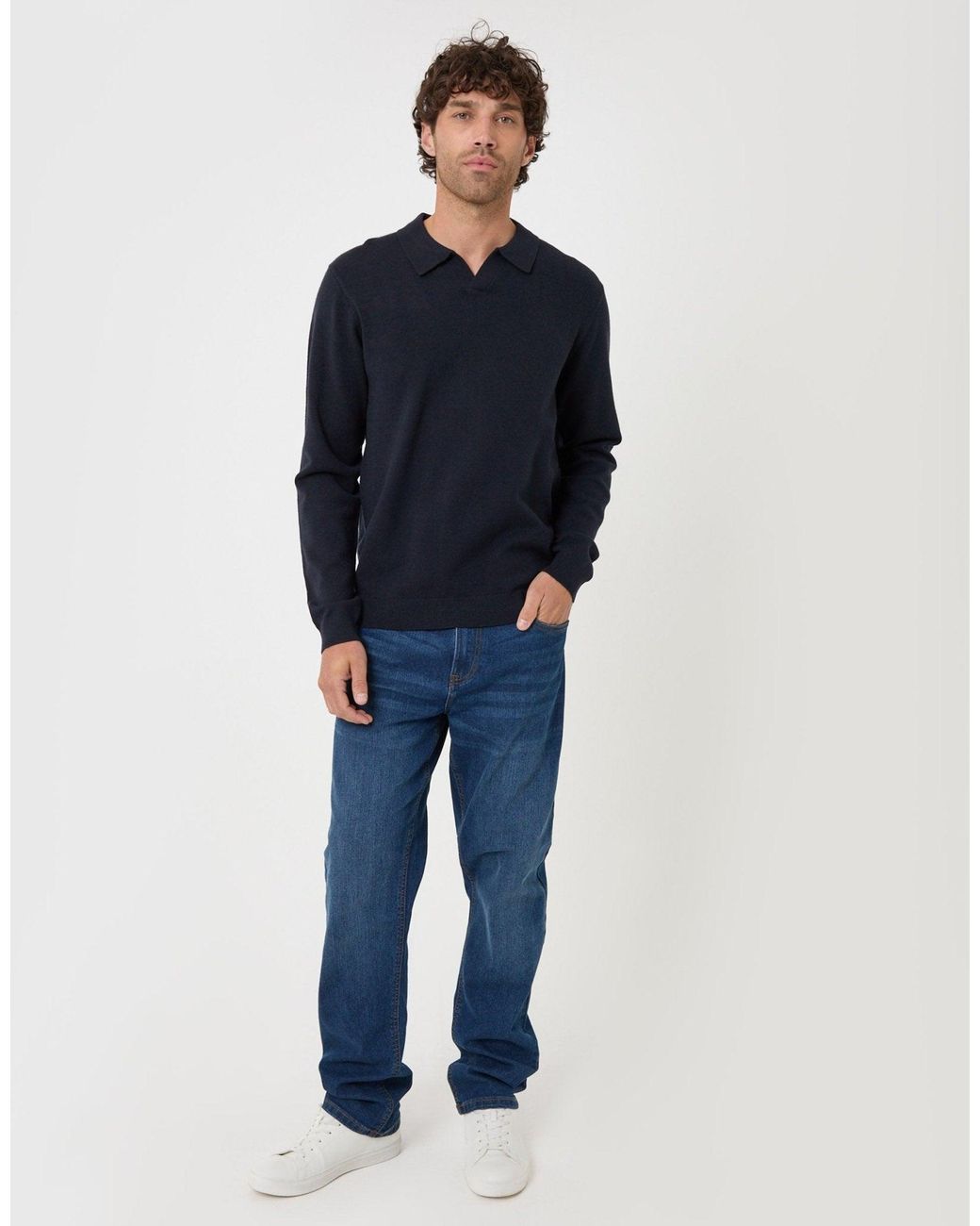 Threadbare Blue Super Soft Trophy Neck Sweatshirt for men