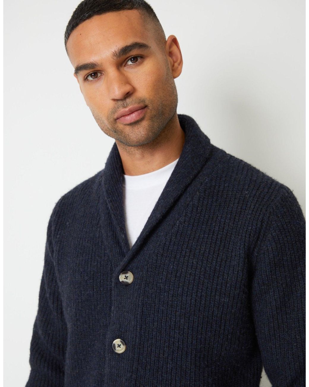 Threadbare Blue Shawl Cardigan for men