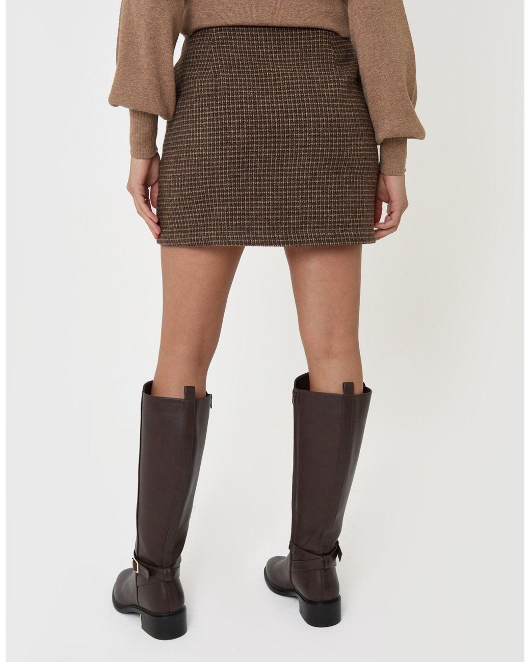 Threadbare Brown Tweed Mini Skirt
