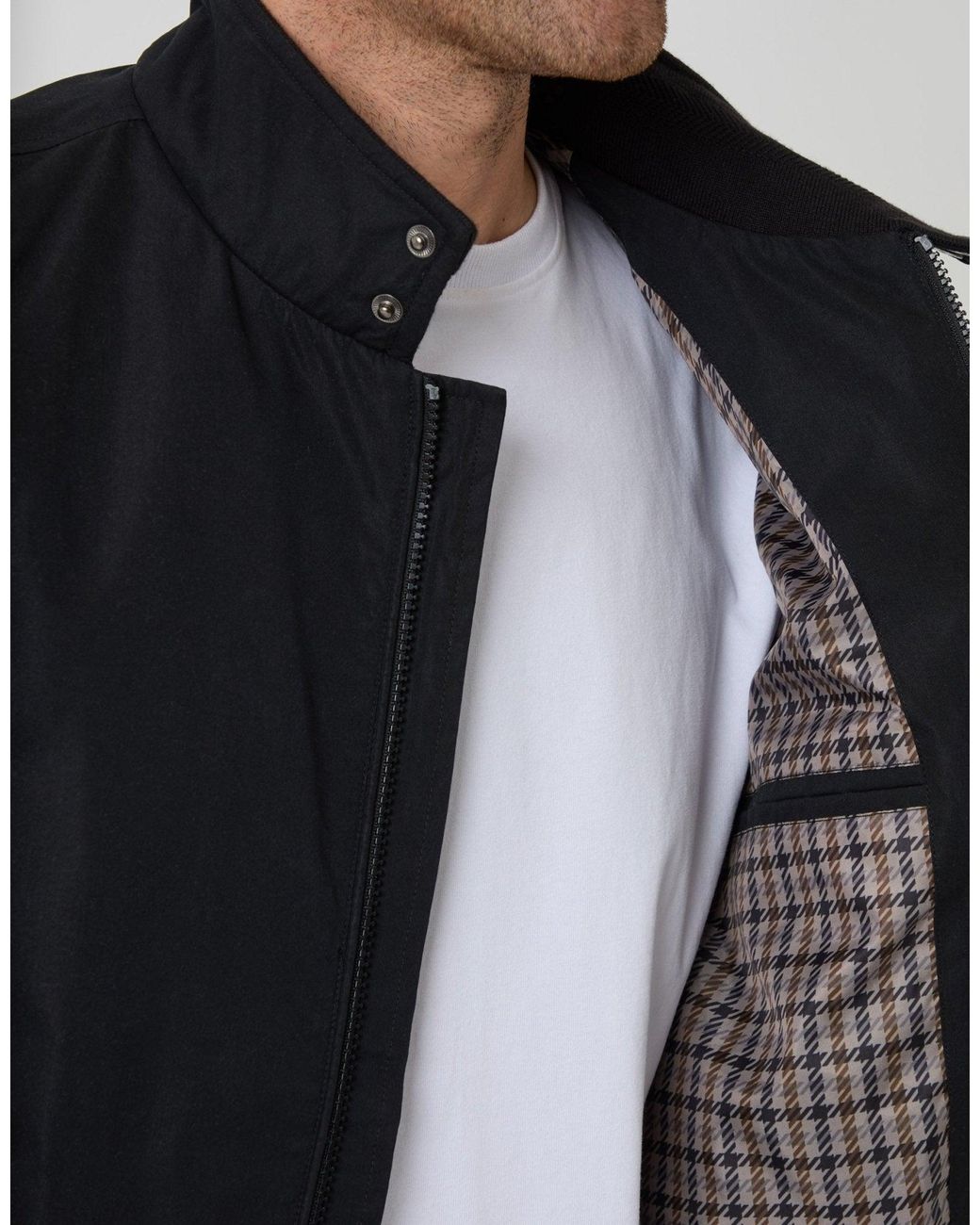 Threadbare Blue Showerproof Microfibre Harrington Jacket for men