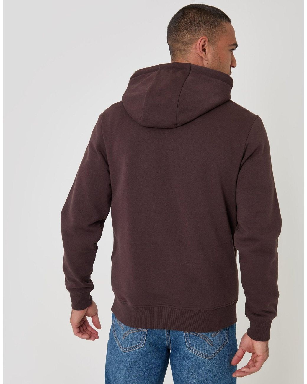 Threadbare Brown The Essential Cotton Rich Overhead Hoodie for men