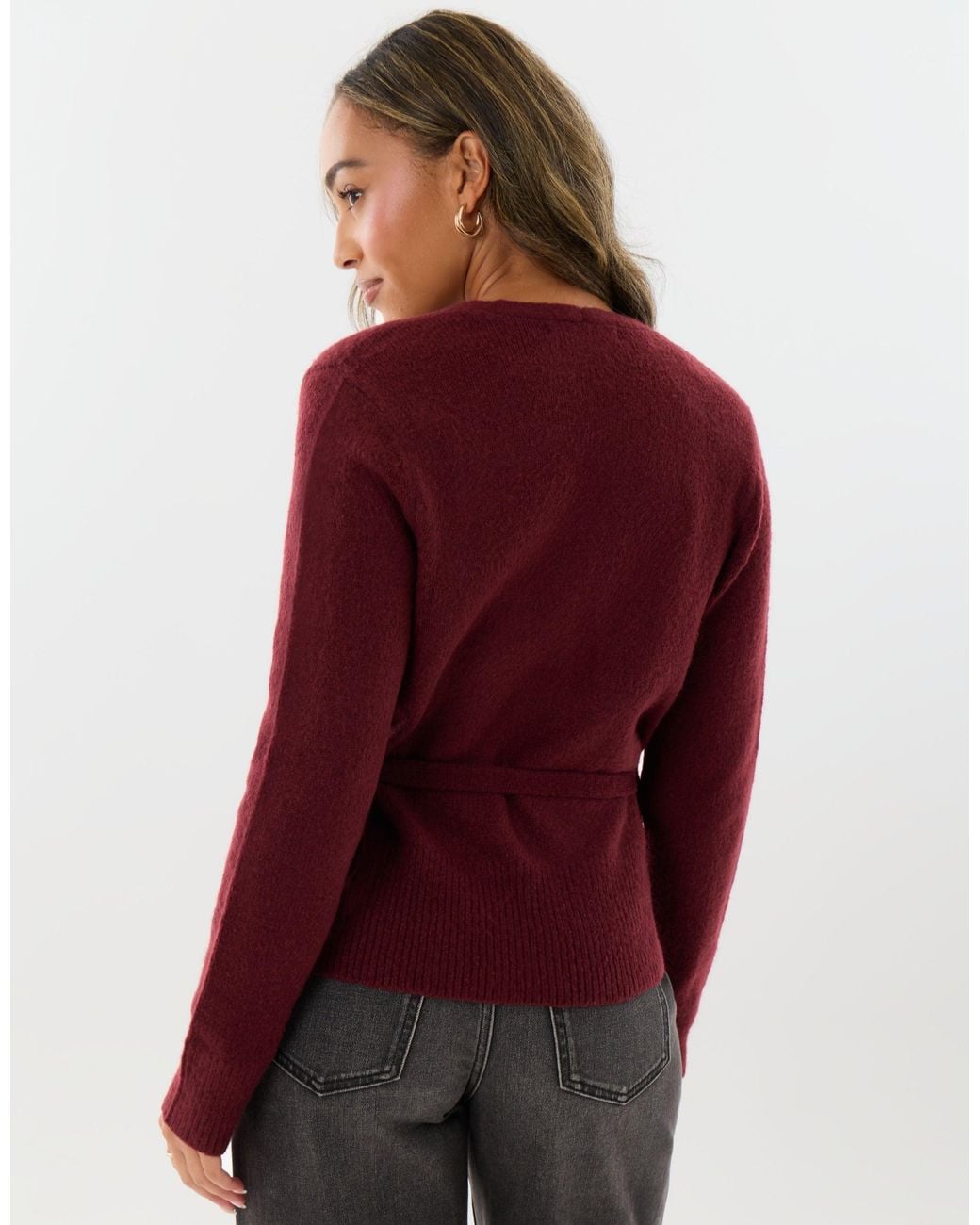 Threadbare Red V Neck Wrap Cardigan