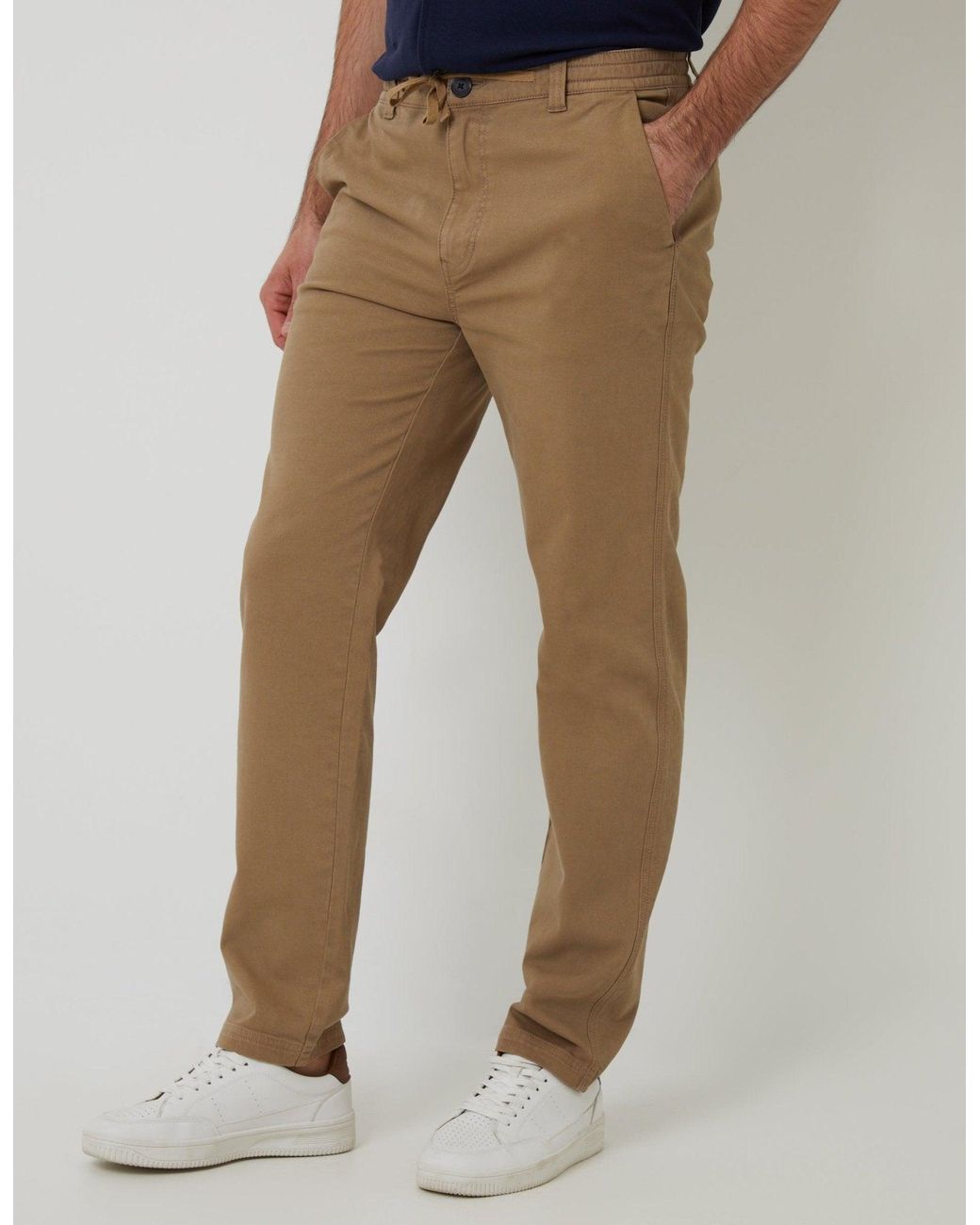 Threadbare Natural Elasticated Waist Chino Trousers for men