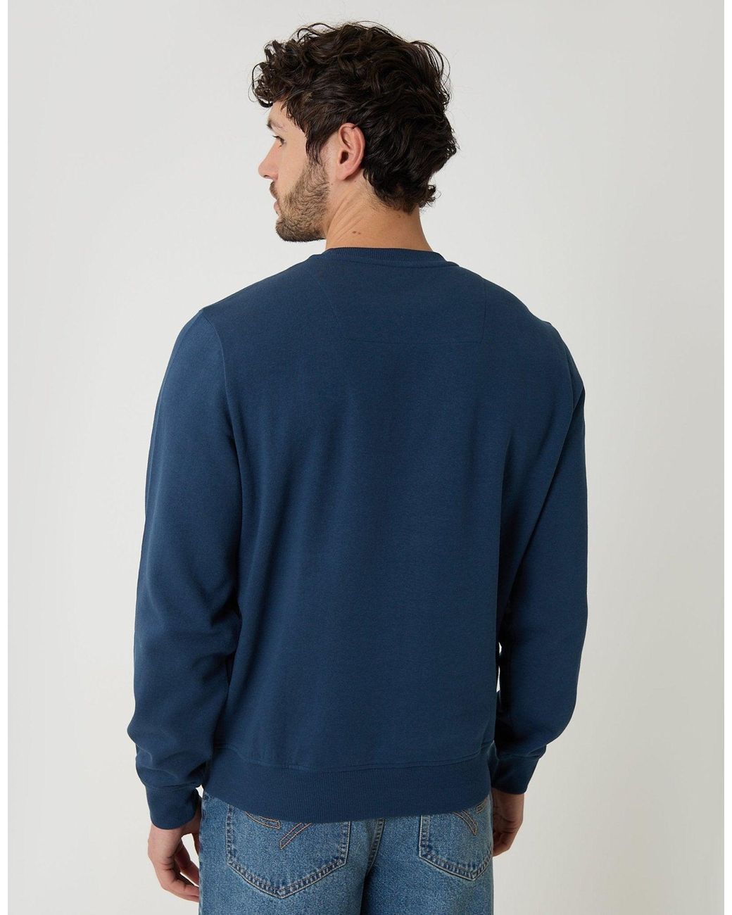Threadbare Blue The Essential Cotton Rich Crew Neck Sweatshirt for men