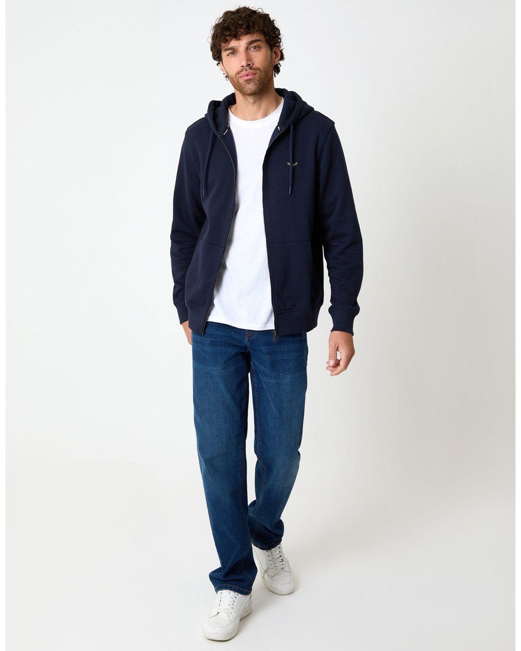 Threadbare Blue Zip-Through Hoodie for men