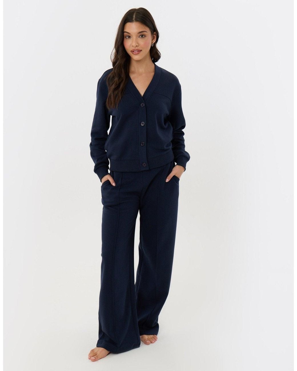 Threadbare Blue Petite Cardigan & Jogger Sweat Set