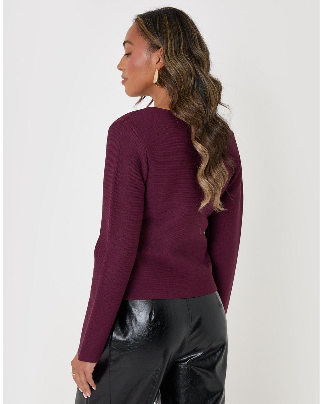 Threadbare Purple Metallic Button V-Neck Cardigan