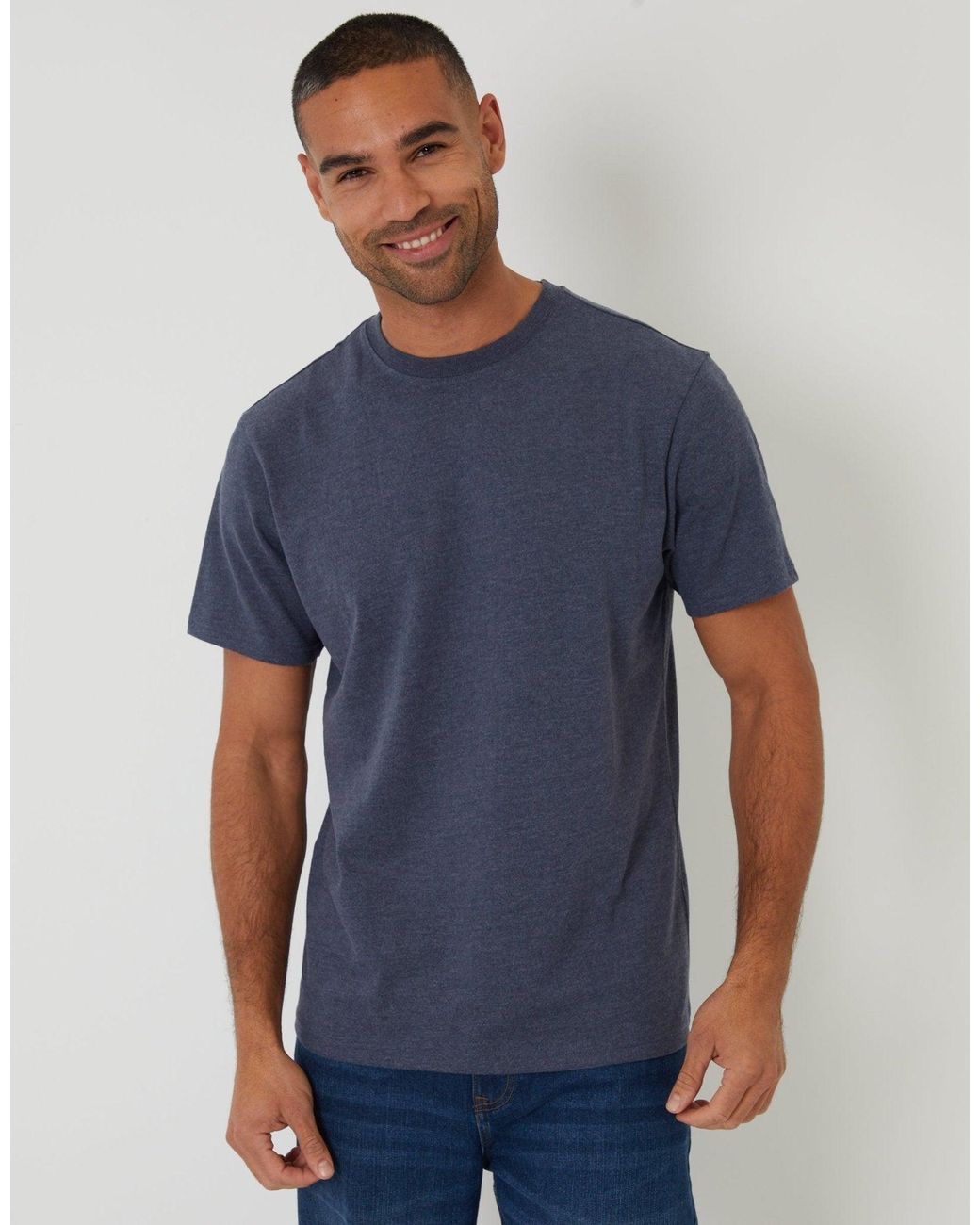 Threadbare Blue Peached Crew Neck T-Shirt for men