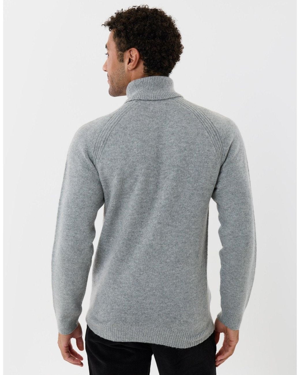 Threadbare Gray Raglan Sleeve Roll Neck Jumper for men