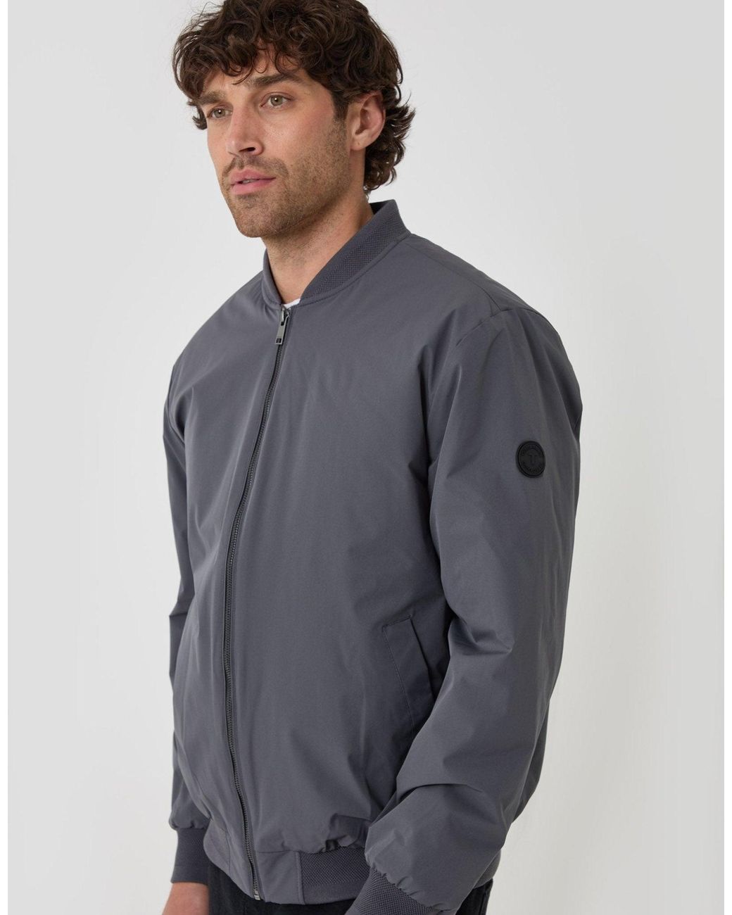 Threadbare Gray Showerproof Padded Bomber Jacket for men