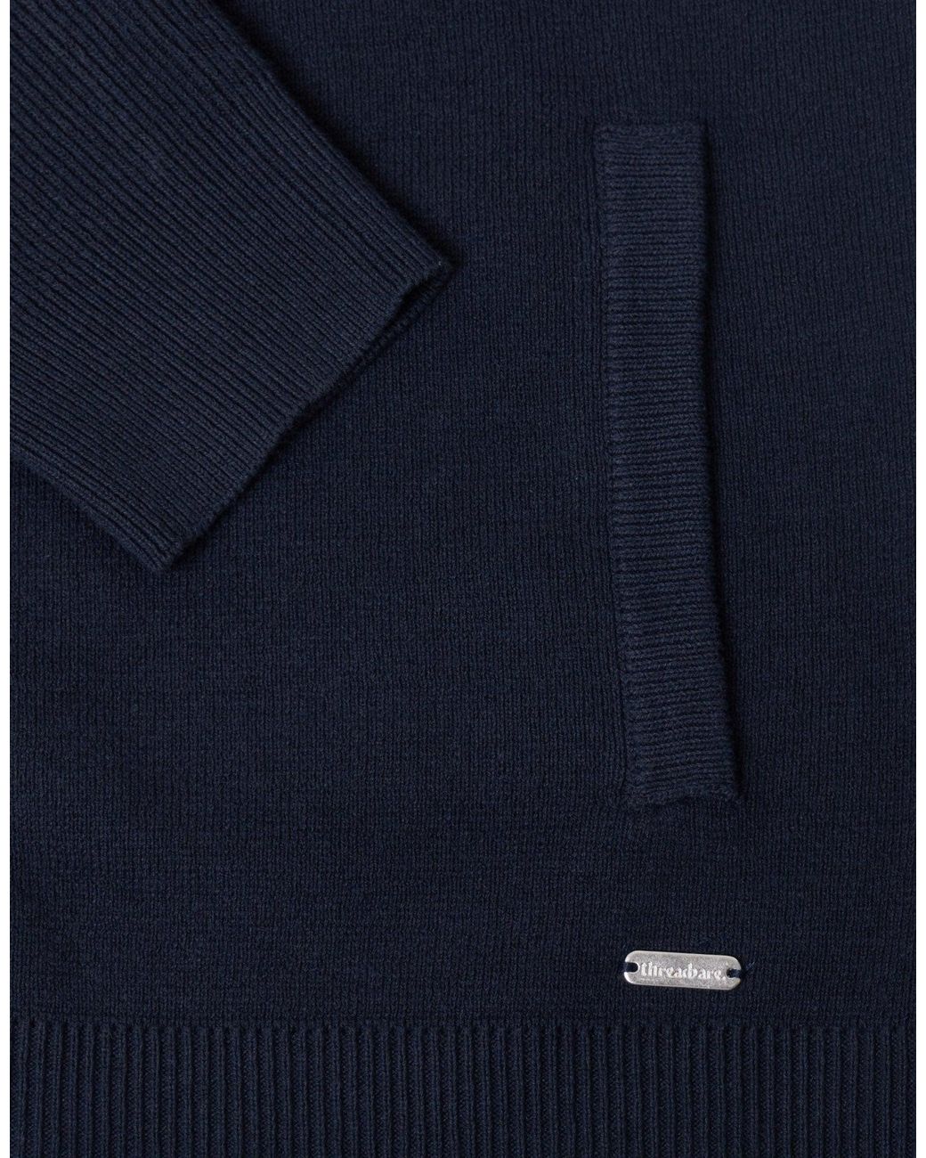 Threadbare Blue Knitted Zip Up Funnel Neck Cardigan for men