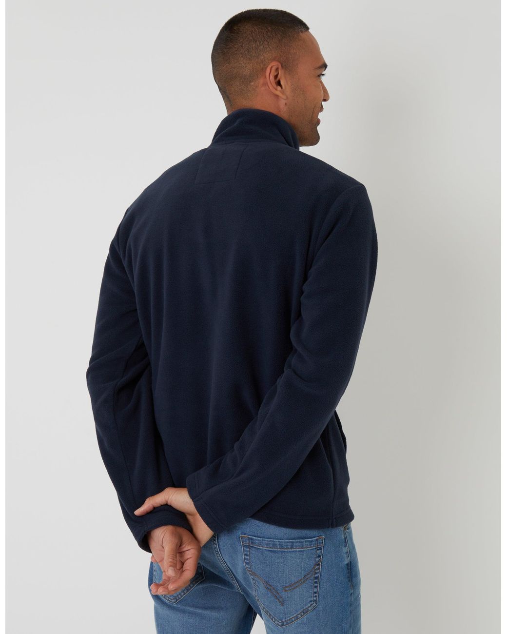 Threadbare Blue Quarter Zip Microfleece Sweatshirt for men