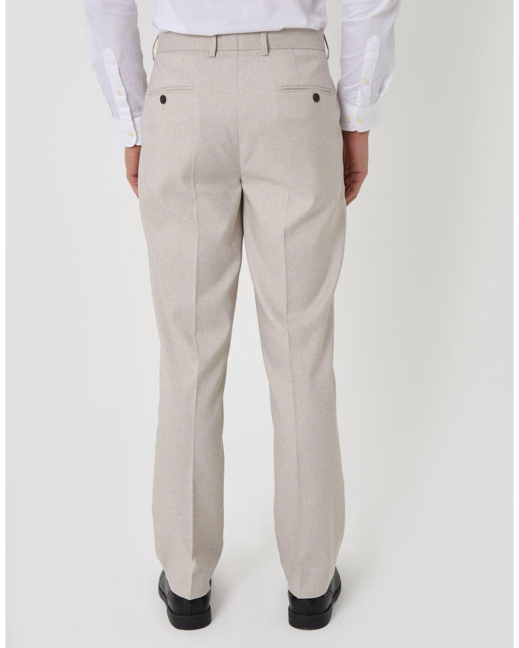 Threadbare Natural Tailored Fit Suit Trousers for men