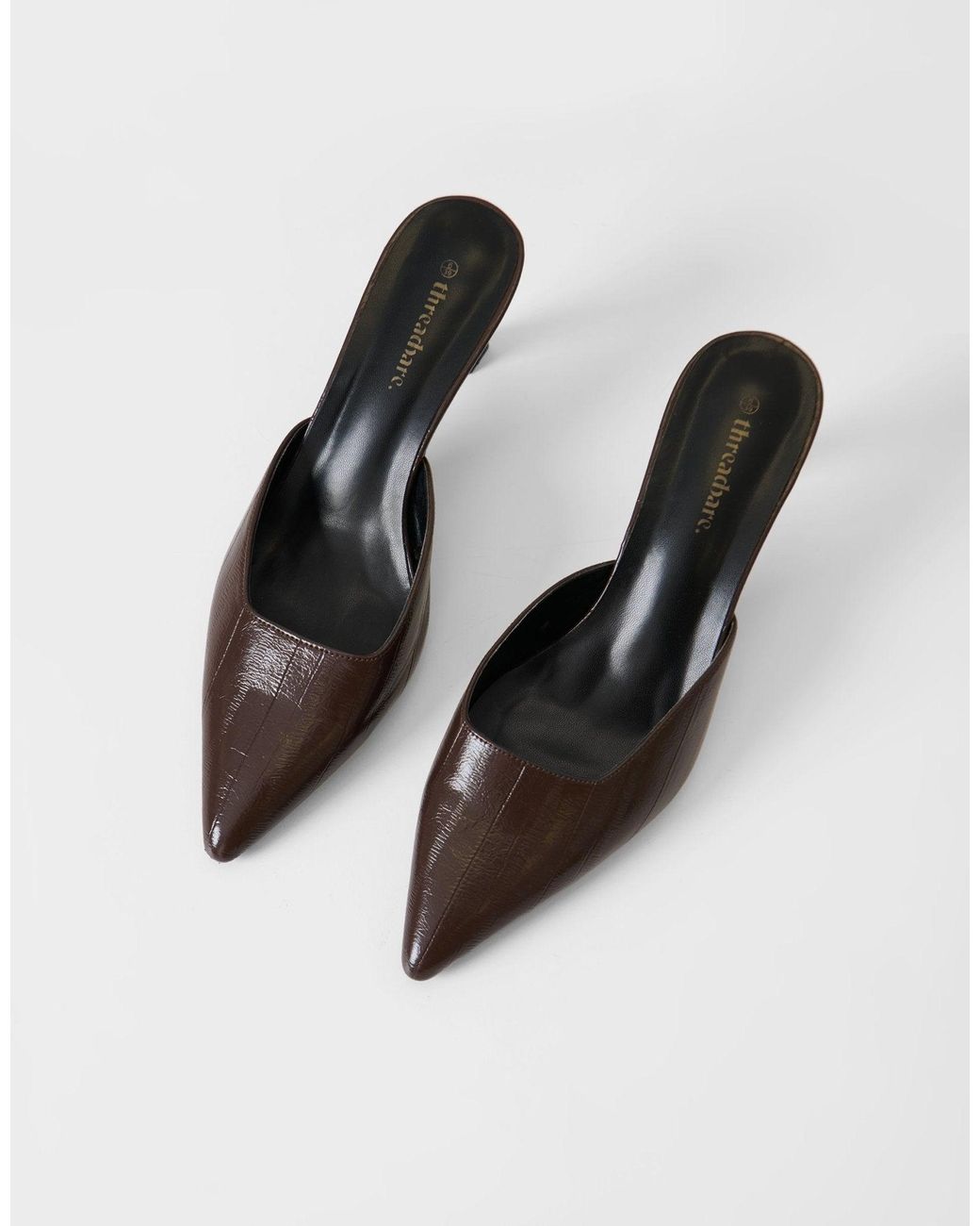 Threadbare Brown Closed Toe Kitten Heel